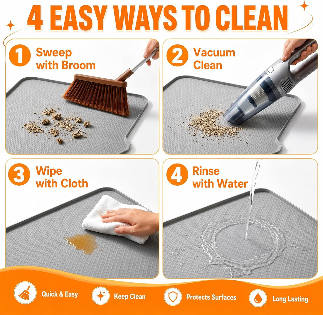 Cat Litter Mat, XL 40"x28" Silicone Litter Box Mat, Tilted Drain Spout