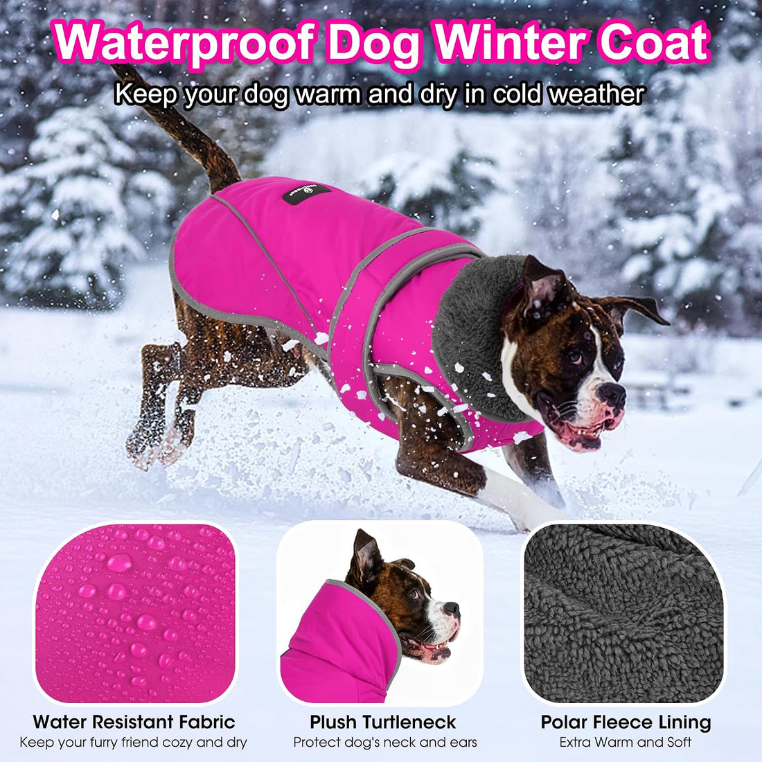 Dogcheer Dog Winter Coat, Waterproof Warm Dog Jacket with Adjustable