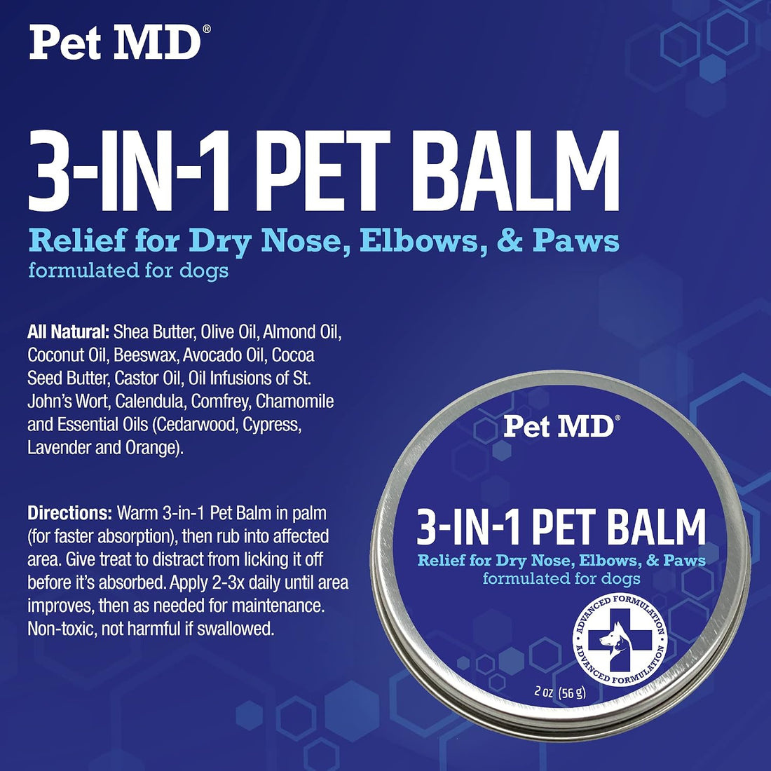 Pet MD Dog Paw Balm - 3-in-1 Paw, Nose/Snout