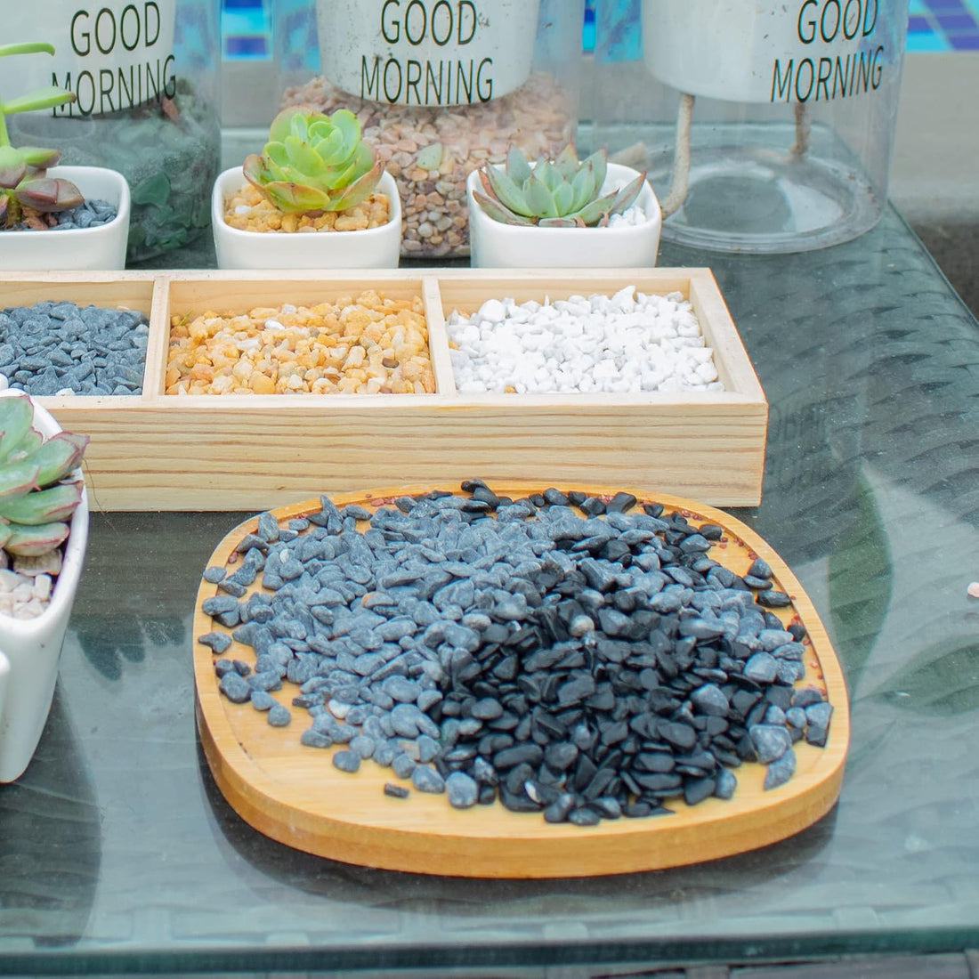 3lb Black Cactus Pea Gravel Rocks,1/4 Inch Pebbles for Indoor Plants