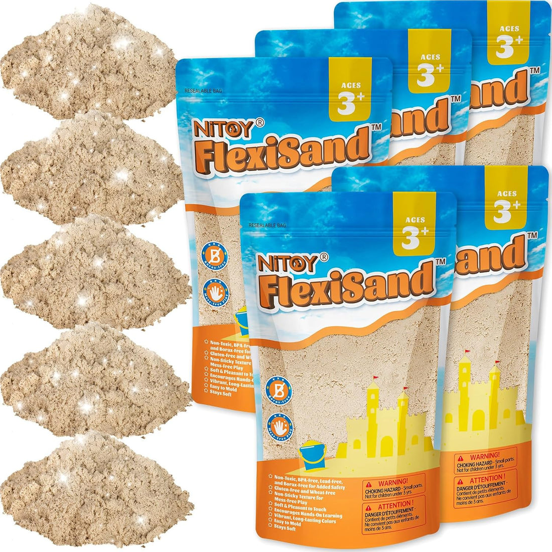 NiToy FlexiSand 11lbs Toy Sand Self-Sticking Non-Toxic Moldable