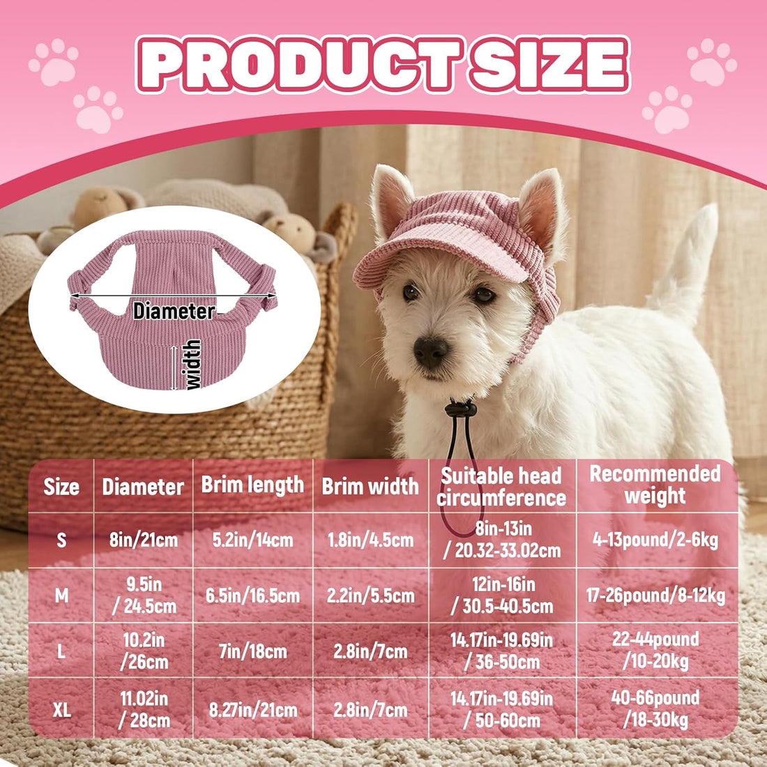 Rbenxia Dog Sun Hat with Ear Holes