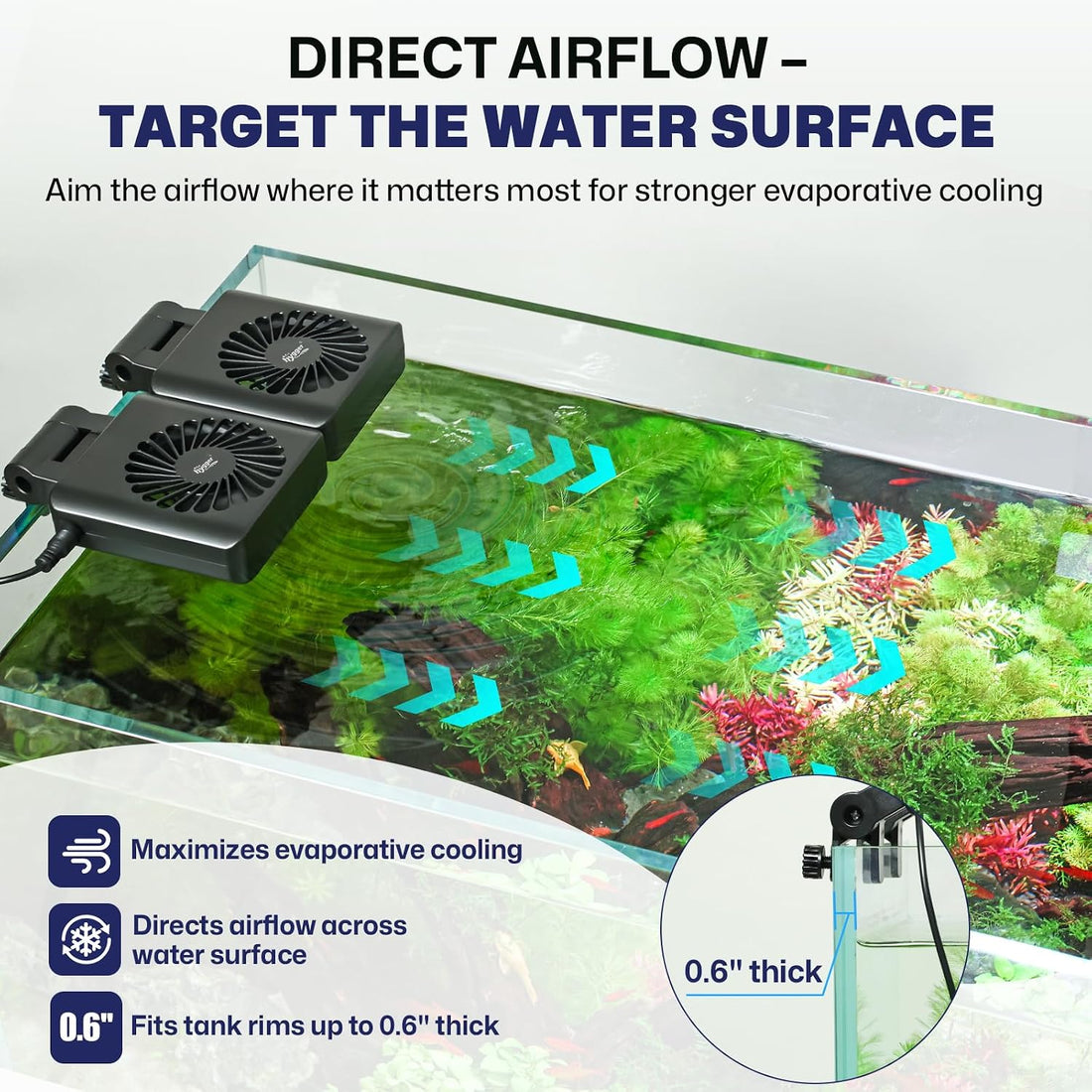 hygger Aquarium Cooling Fan with Smart Temp Control for 30-60 Gal