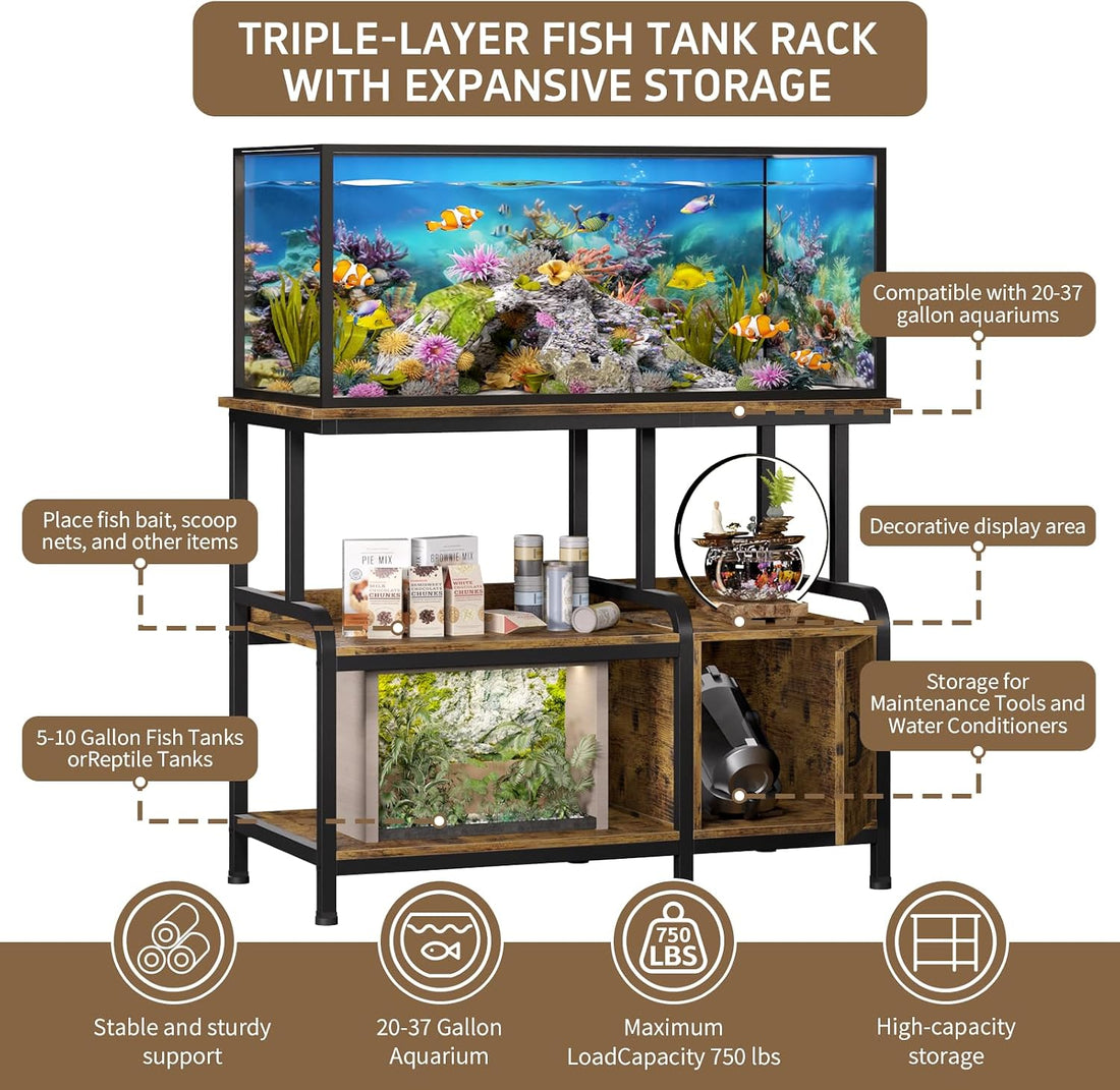 29-37 Gallon Aquarium Stand,36.8"x15.7" Fish Tank Stand with Storage
