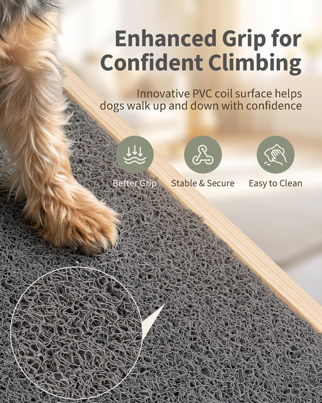 Dog Ramp for Small Dogs, 5 Adjustable Heights, Upgraded Anti-Slip