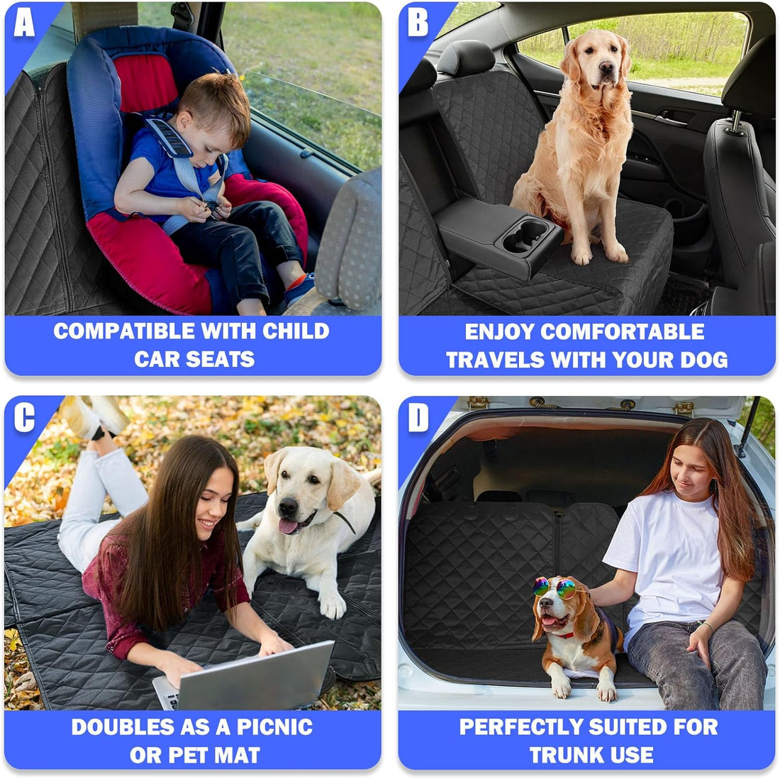 Yonktoo Dog Car Seat Cover for Back Seat