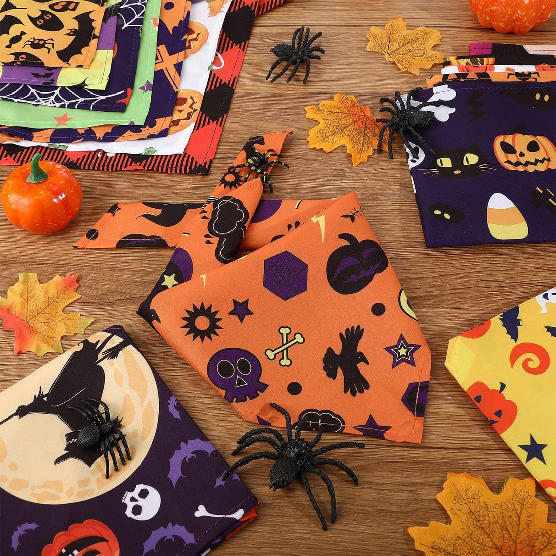 Sanwuta 60 Pcs Halloween Dog Bandanas Bulk Pet Bibs Scarf
