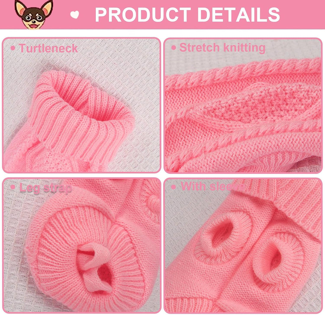 2 Pieces Puppy Sweater Dog Sweater for Small Dogs Winter Warm Dog
