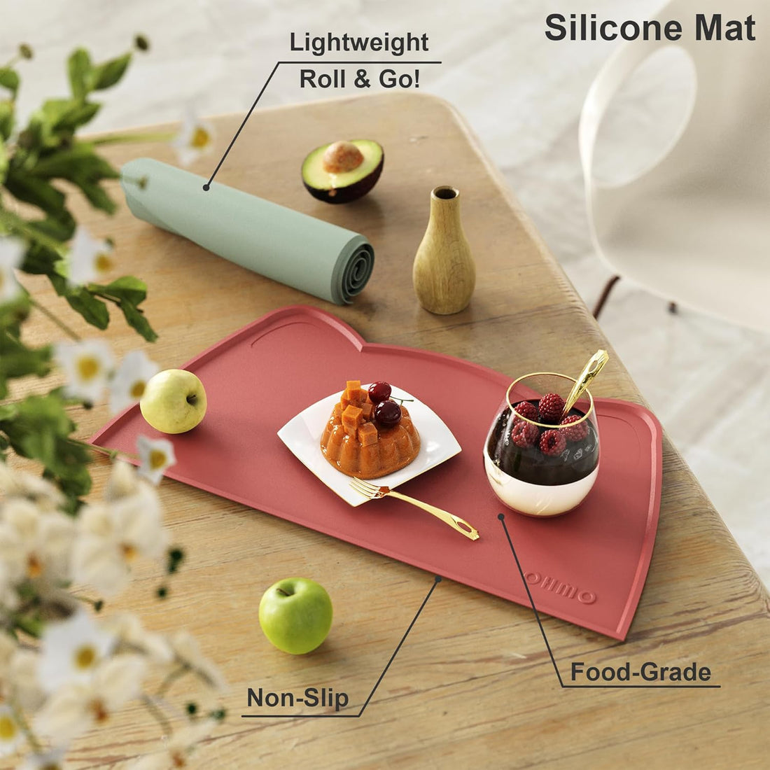 OHMO Cat Food Mat, Silicone Pet Feeding Mat, 18x9.8
