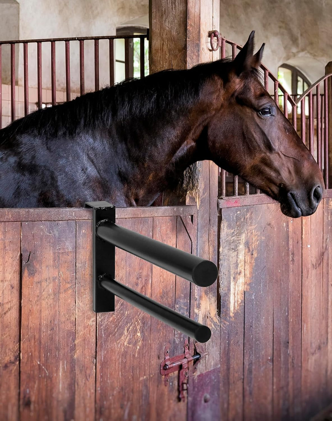 QWORK Removable Double Saddle Rack,Black - PVC Coated - One Size