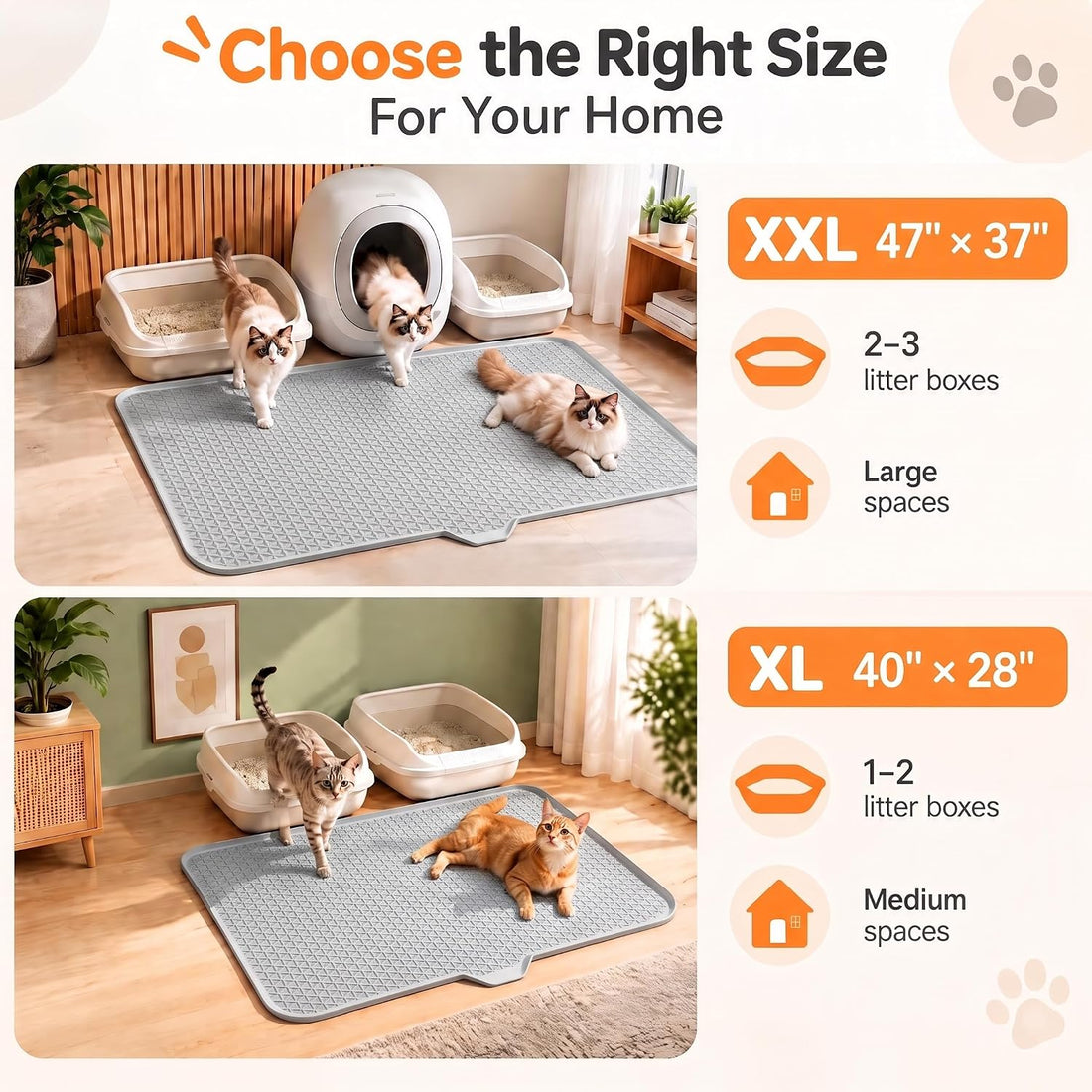 Cat Litter Mat, XL 40"x28" Silicone Litter Box Mat, Tilted Drain Spout