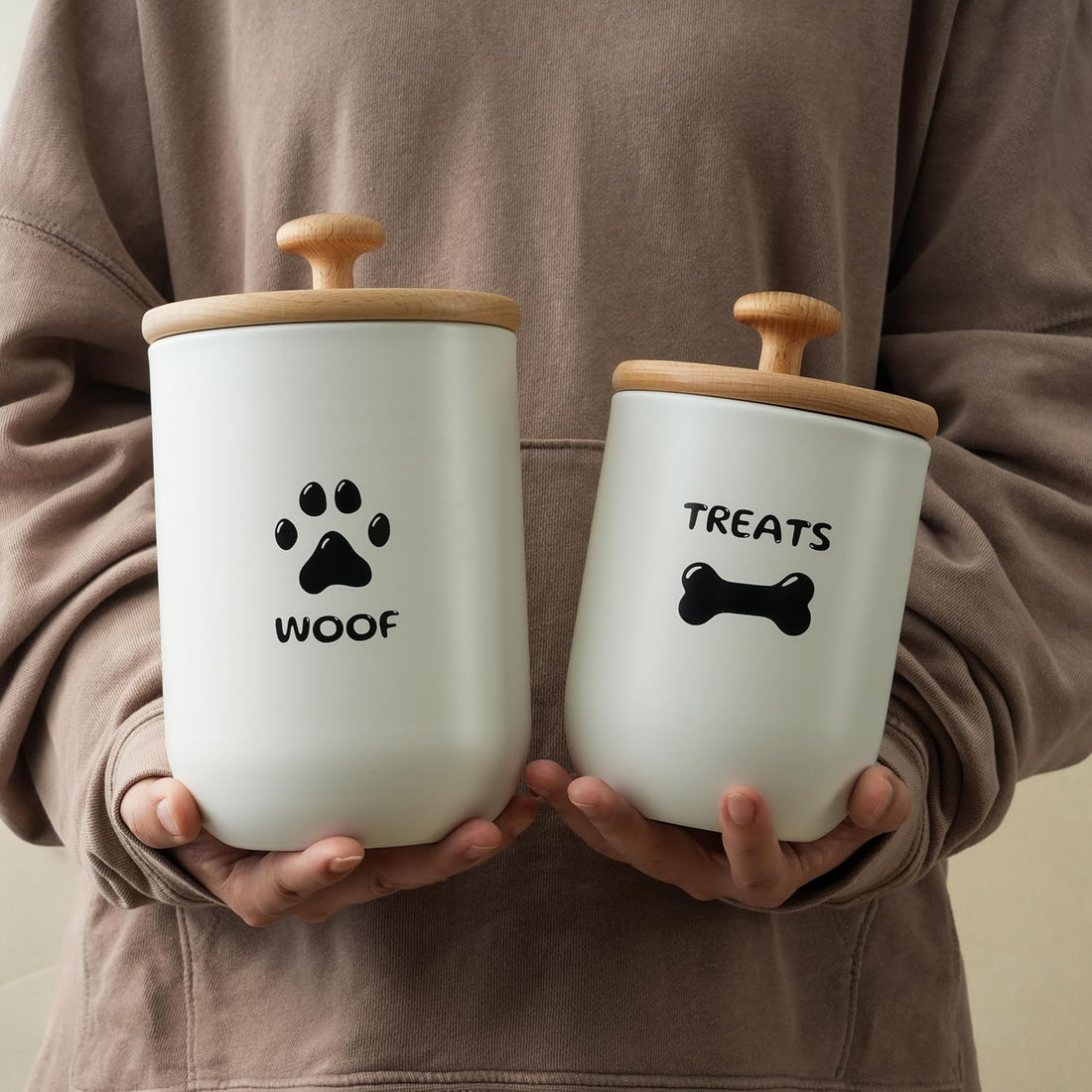OTTENON Dog Treat Container Set of 2, Dog treat jar with Airtight Lid