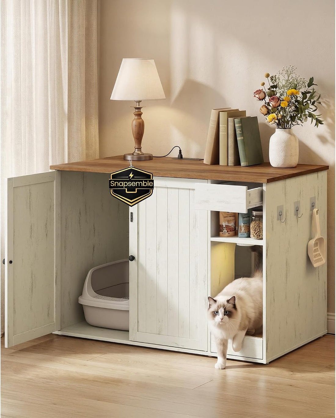 SONGMICS HOME Toolless Assembly Litter Box Enclosure, Cat House