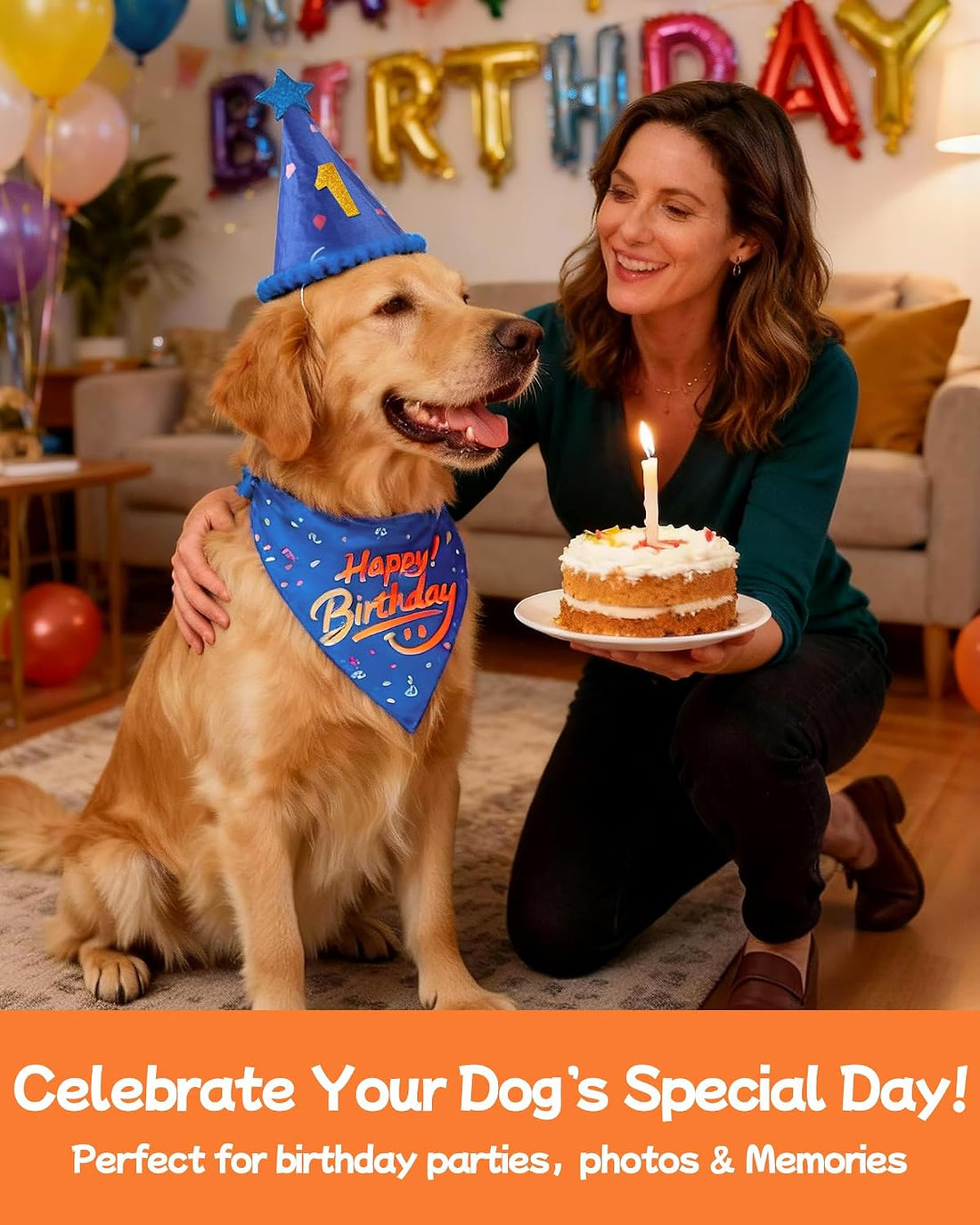 JZXOIVA Dog Birthday Party Supplies with Paw Print Kits