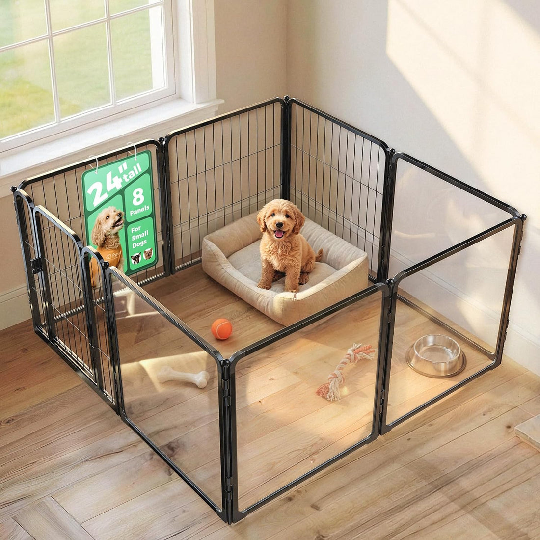 FXW AuraSpace Pro Acrylic & Wire Mesh Indoor Dog Playpen, 24" H