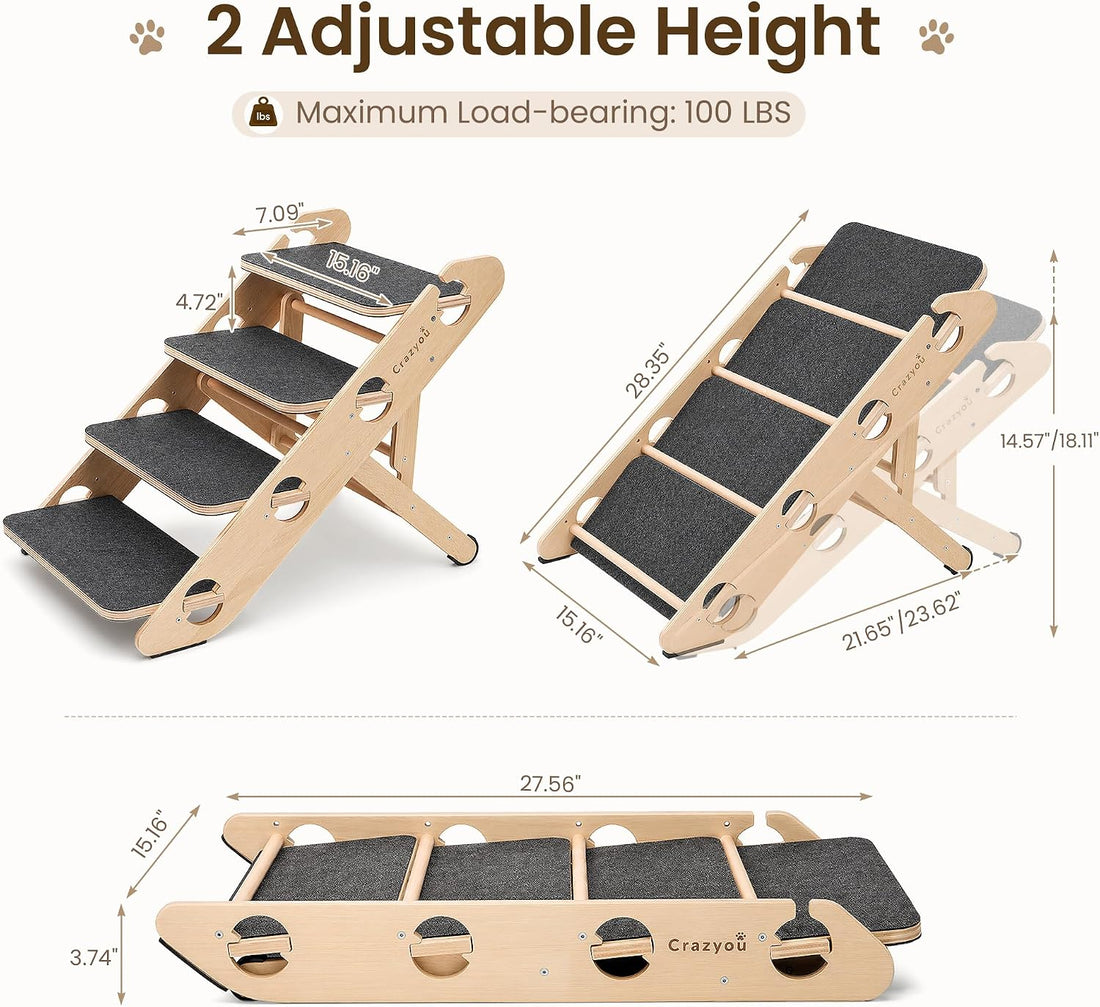 2-in-1 Dog Stairs/Ramp with 4 Steps