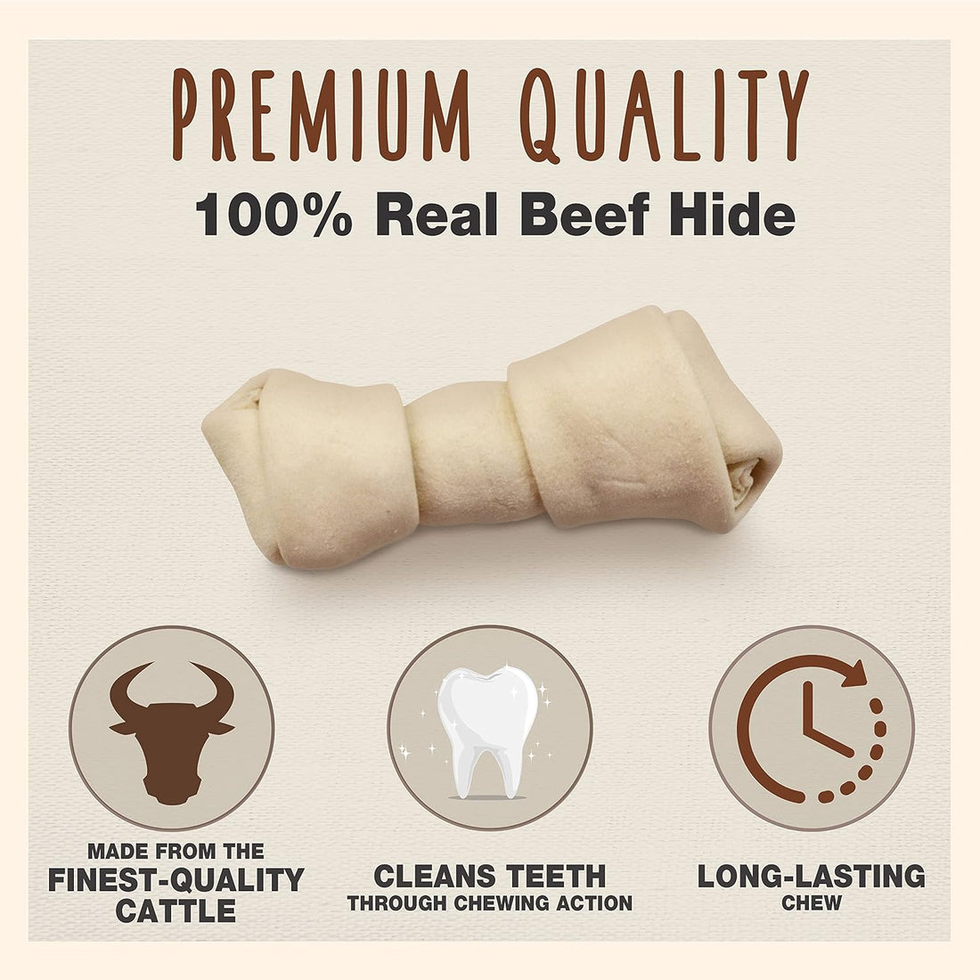 Cadet Premium Grade Beef Hide Knotted Bones Dog Chews, 2 lbs, 4-5"