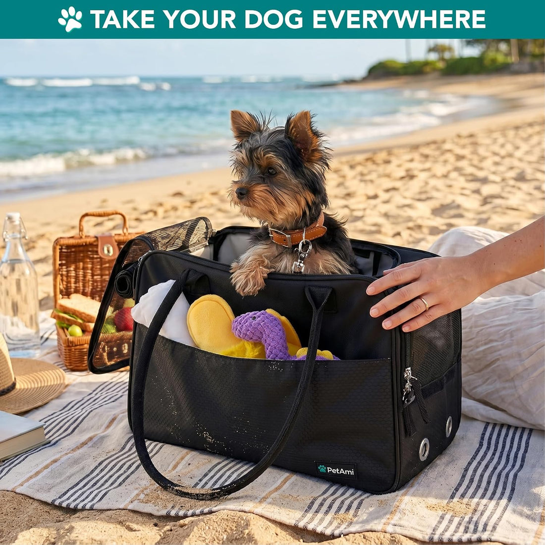 PetAmi Small Dog Purse Carrier with Pockets, Airline Approved