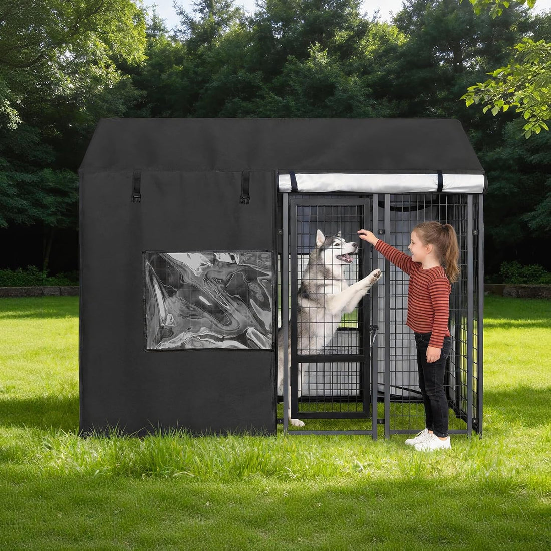 8'D x 4'W x 6'H Outdoor Dog Kennel Cover Waterproof 600D Full