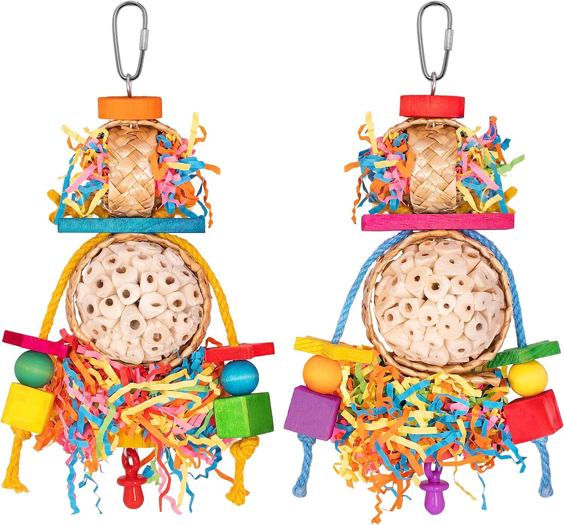 2PCS Bird Toys, Sola Balls for Birds with Shredding Paper for Parakeet