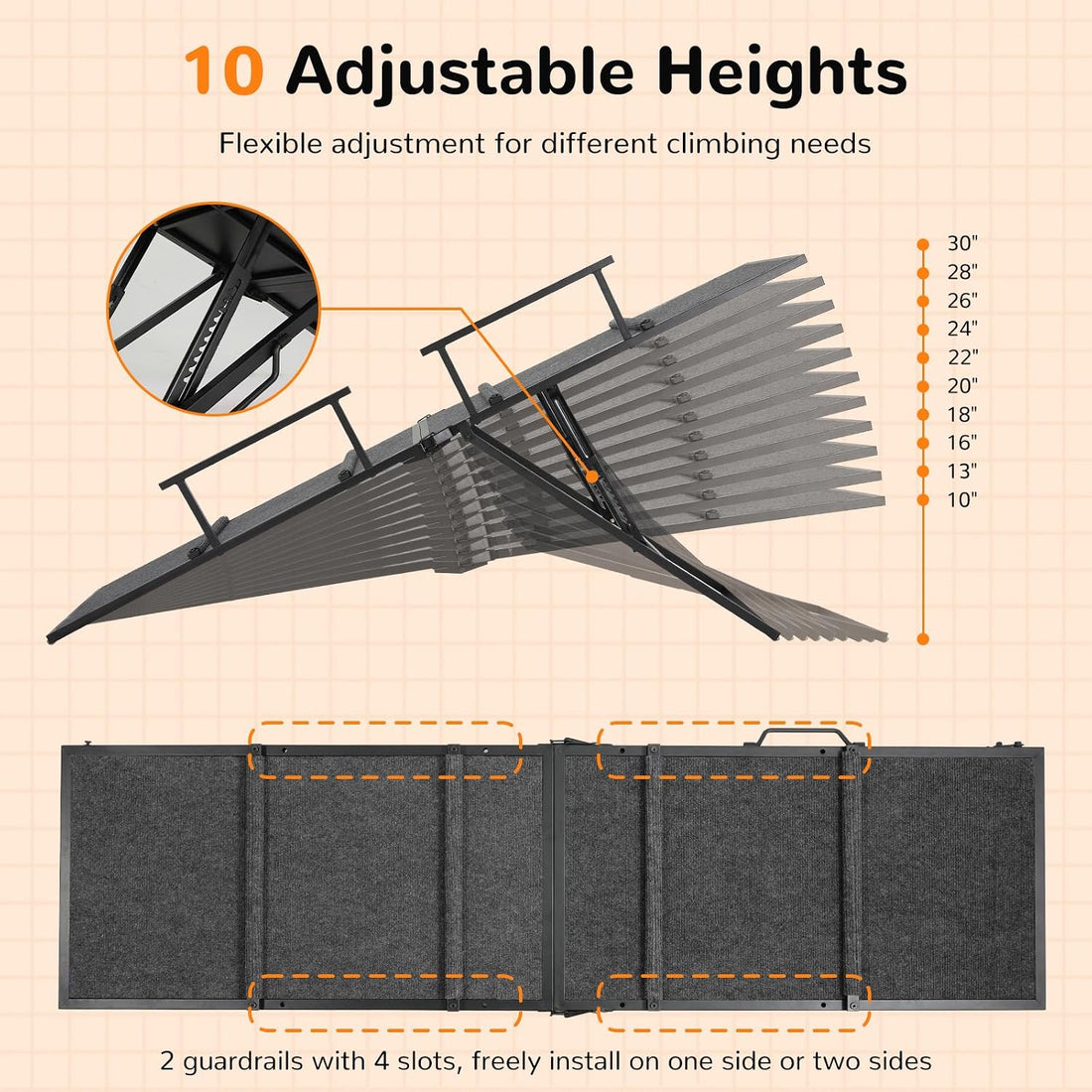 Dog Ramp for Bed Couch, 63" Long Foldable Pet Ramp for Small to Large