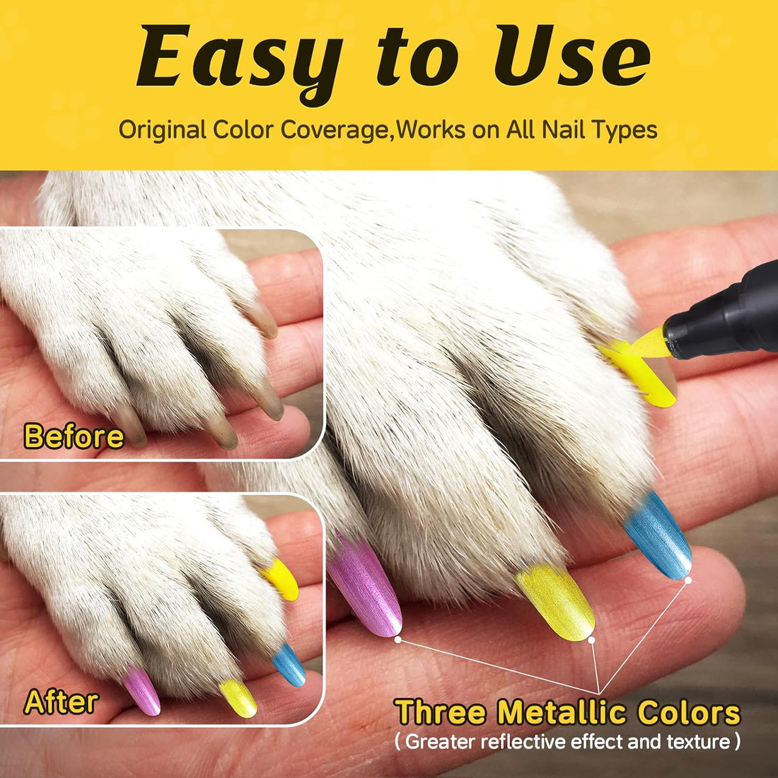 Cherocito Dog Nail Polish Pens Quick Dry,12 Colors Safe Dog Nail