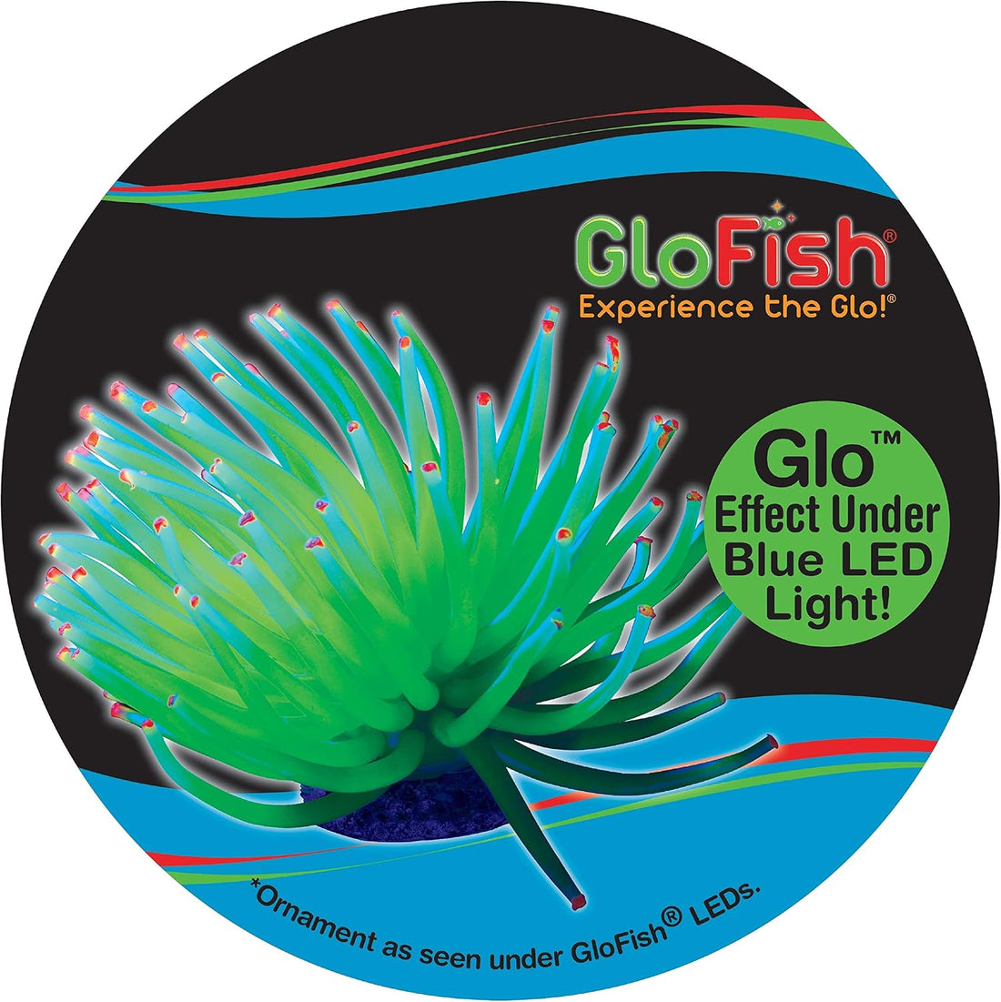 GloFish Yellow Anemone Ornament, Glowing Aquarium Décor
