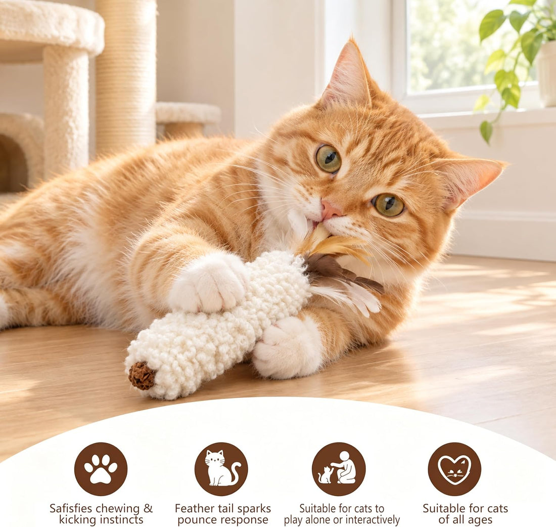 3‑Pack Wool Kicker Cat Toys with Catnip & Silvervine Gall Fruit