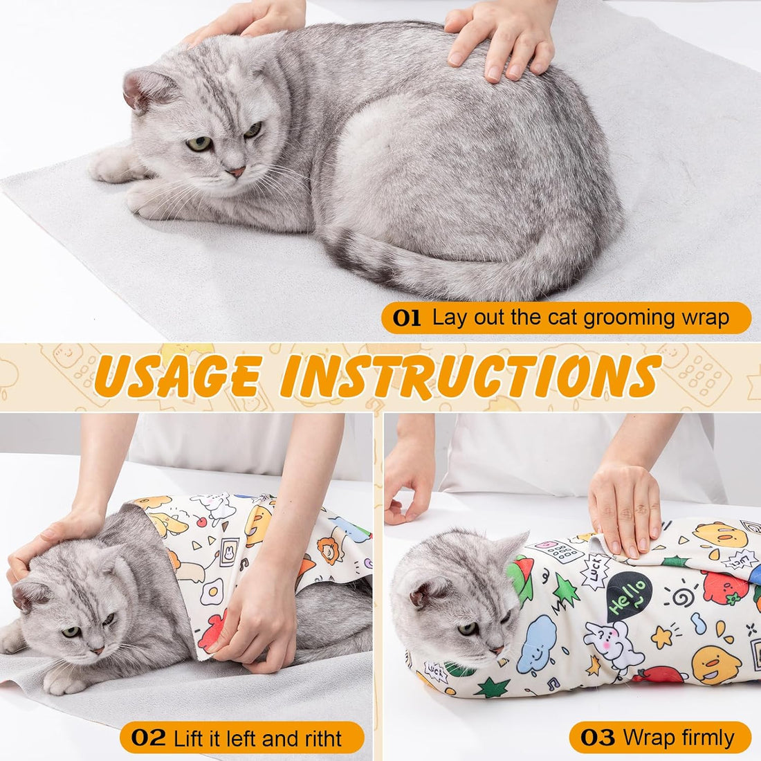 ondware 27.6In Self-Adhesive Cat Grooming Wrap