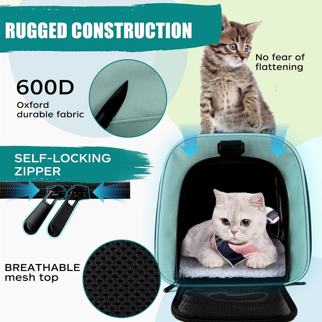 Cat, Dog Carrier for Small Medium Pet Carriers Up to15Lbs