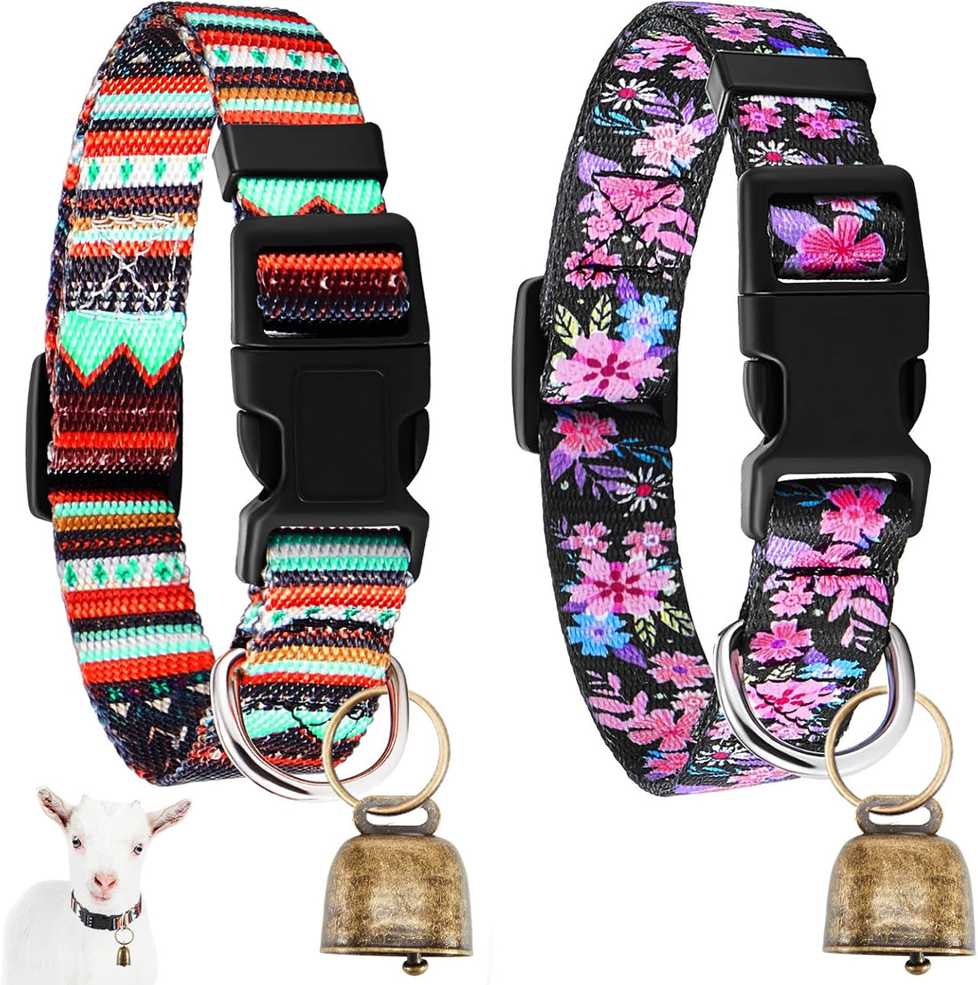 2 Pack Goat Collars with Bells