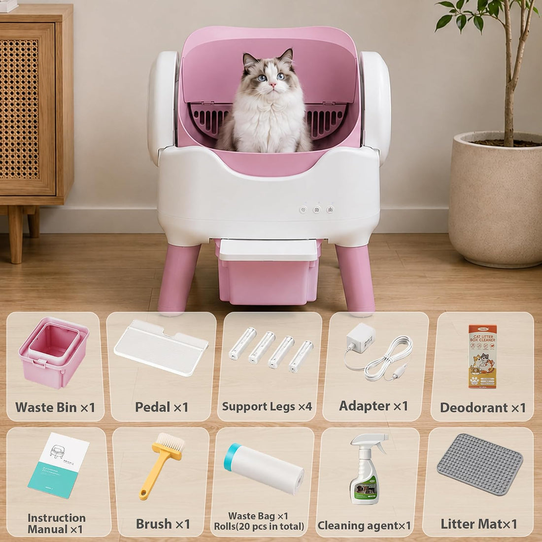 RPZ Self Cleaning Litter Box with APP, Automatic Litter Box for Cats