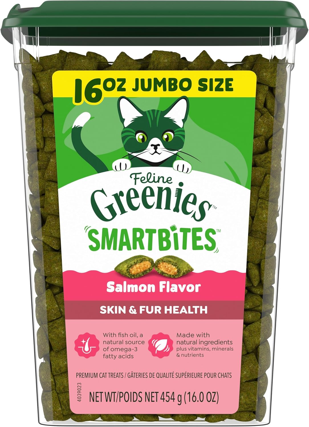 Greenies Feline Smartbites Skin & Fur Health Cat Treats, Salmon
