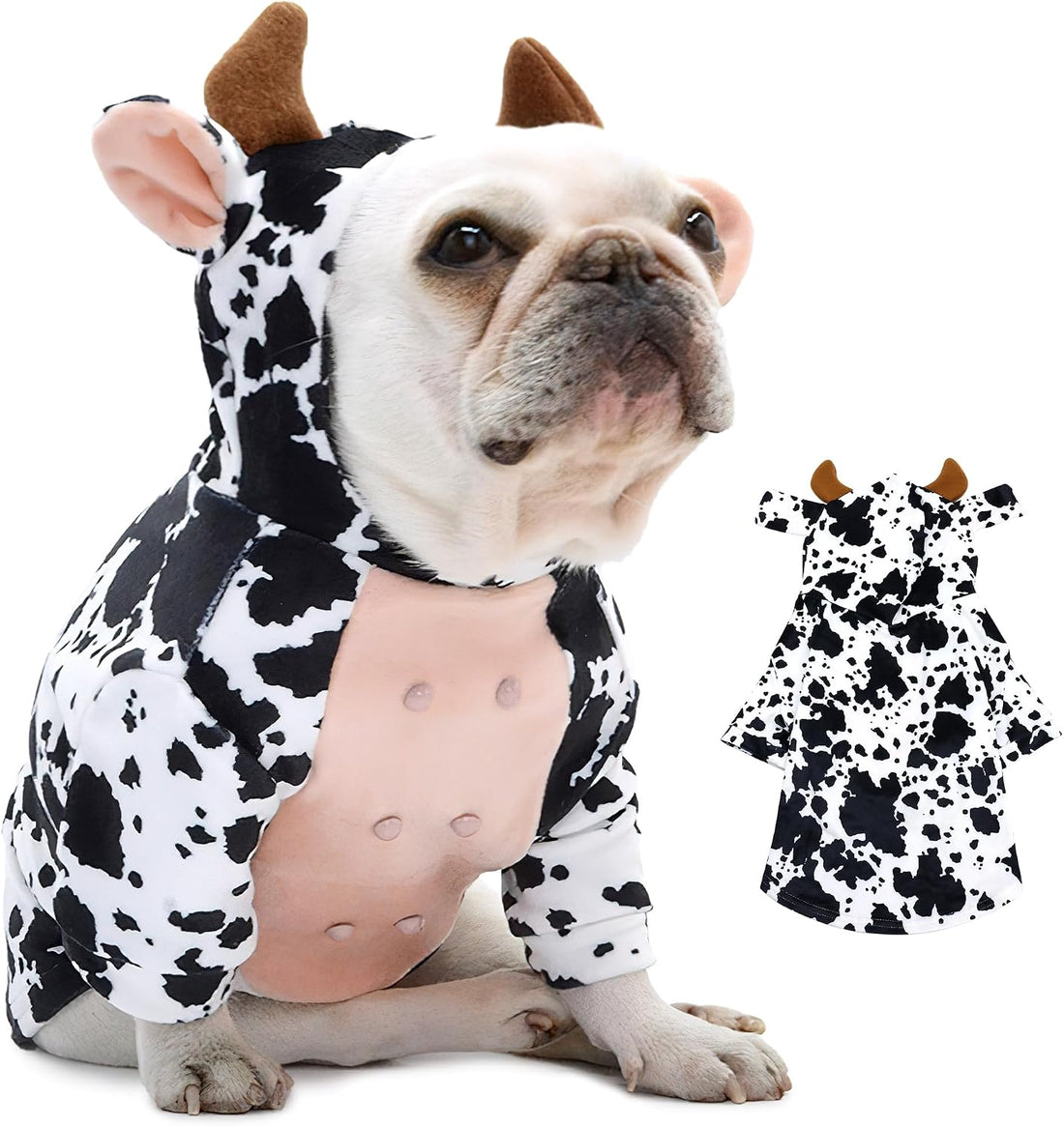 DELIFUR Dog Cow Costume for Halloween, Black and White
