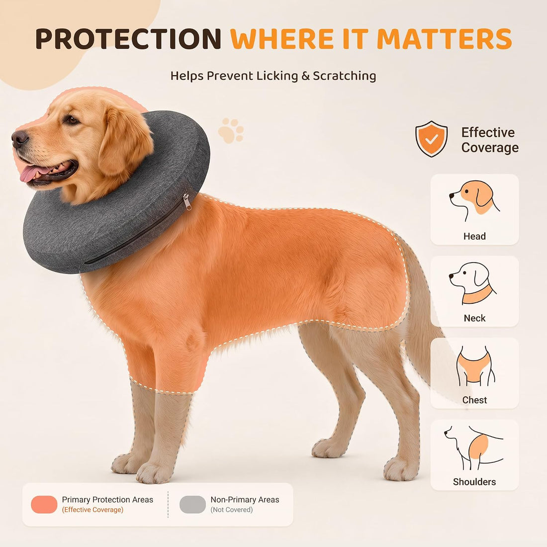 MIDOG Inflatable Dog Cone After Surgery, Donut Collar for X-Large Dogs