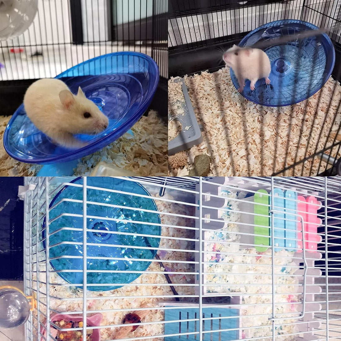 2 Pack Hamster Wheel Flying Saucer & Wood Bridge for Hedgehog Gerbil