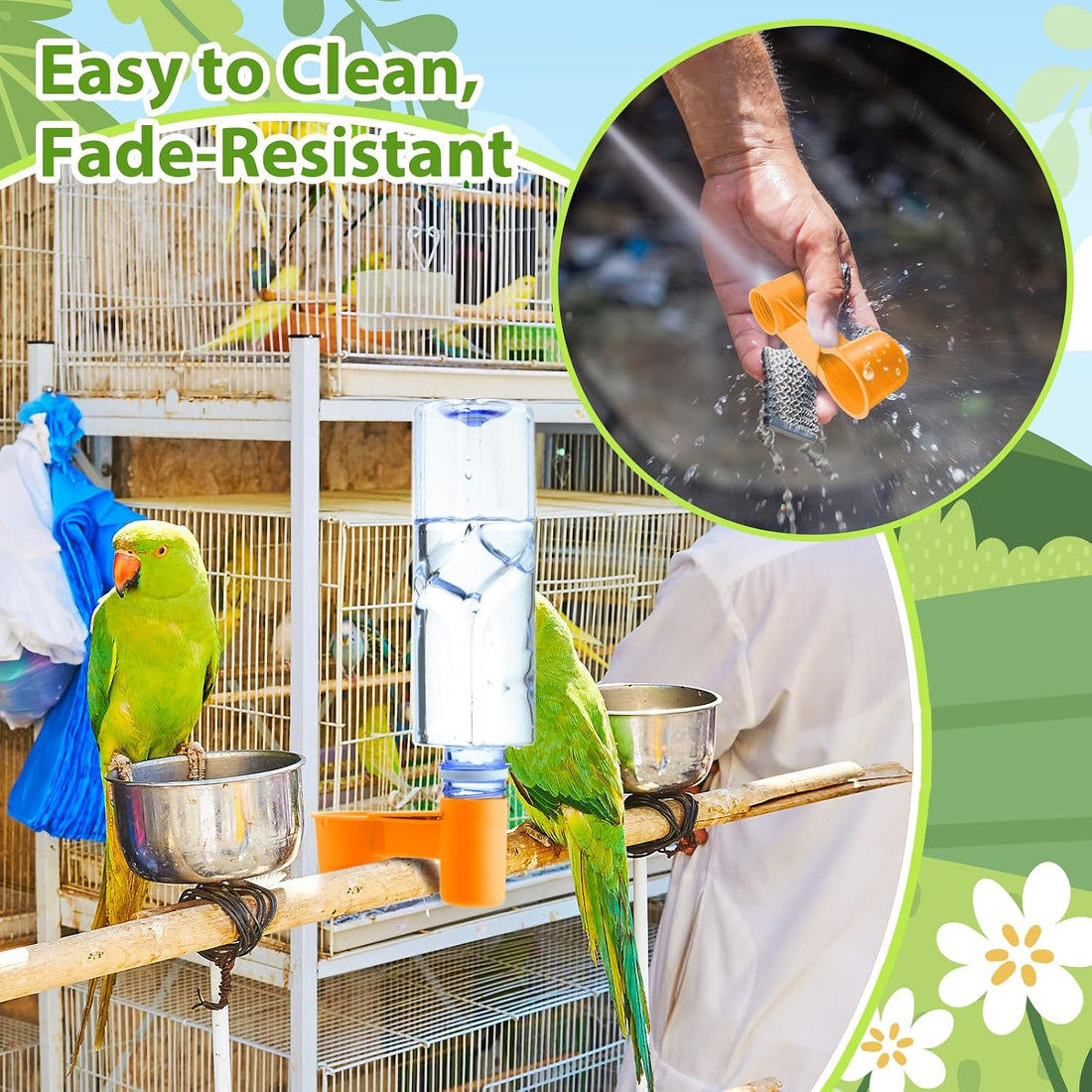LemonRoad 24 Pcs Bird Drinker Feeder Cups Plastic Water Bottle Cup