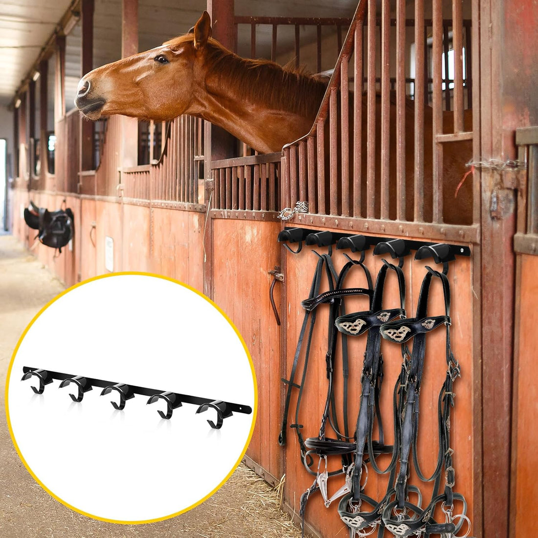 Zonon 2 Pcs Bridle Rack for Horse Wall Mount, Horse Tack Bulk