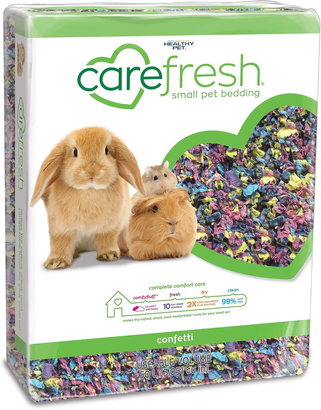 Carefresh White Natural Paper Small Pet Bedding, Odor Control 50L