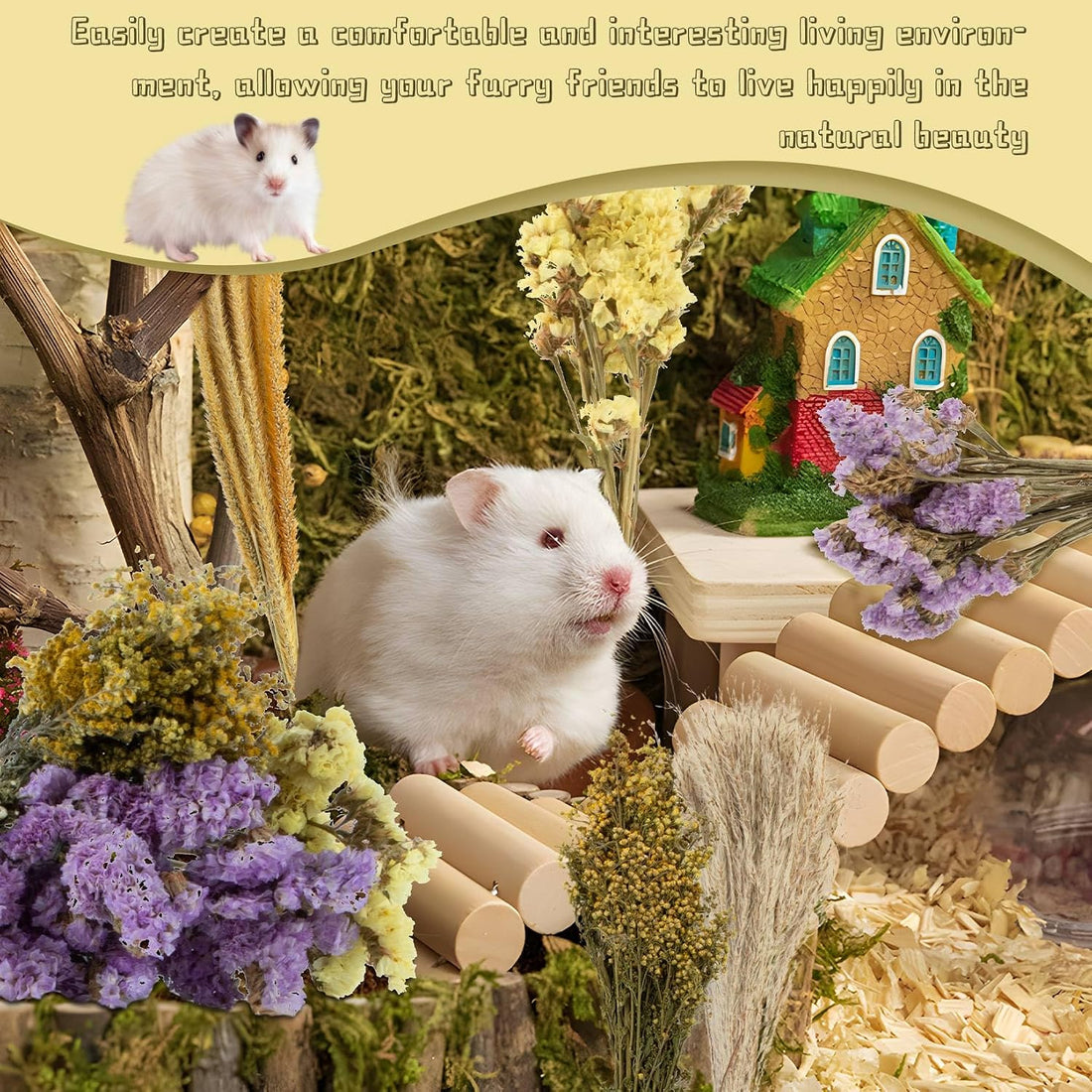 Sukh 47 Pcs Hamster Sprays - Natural Dried Flower and Herb Forage Mix