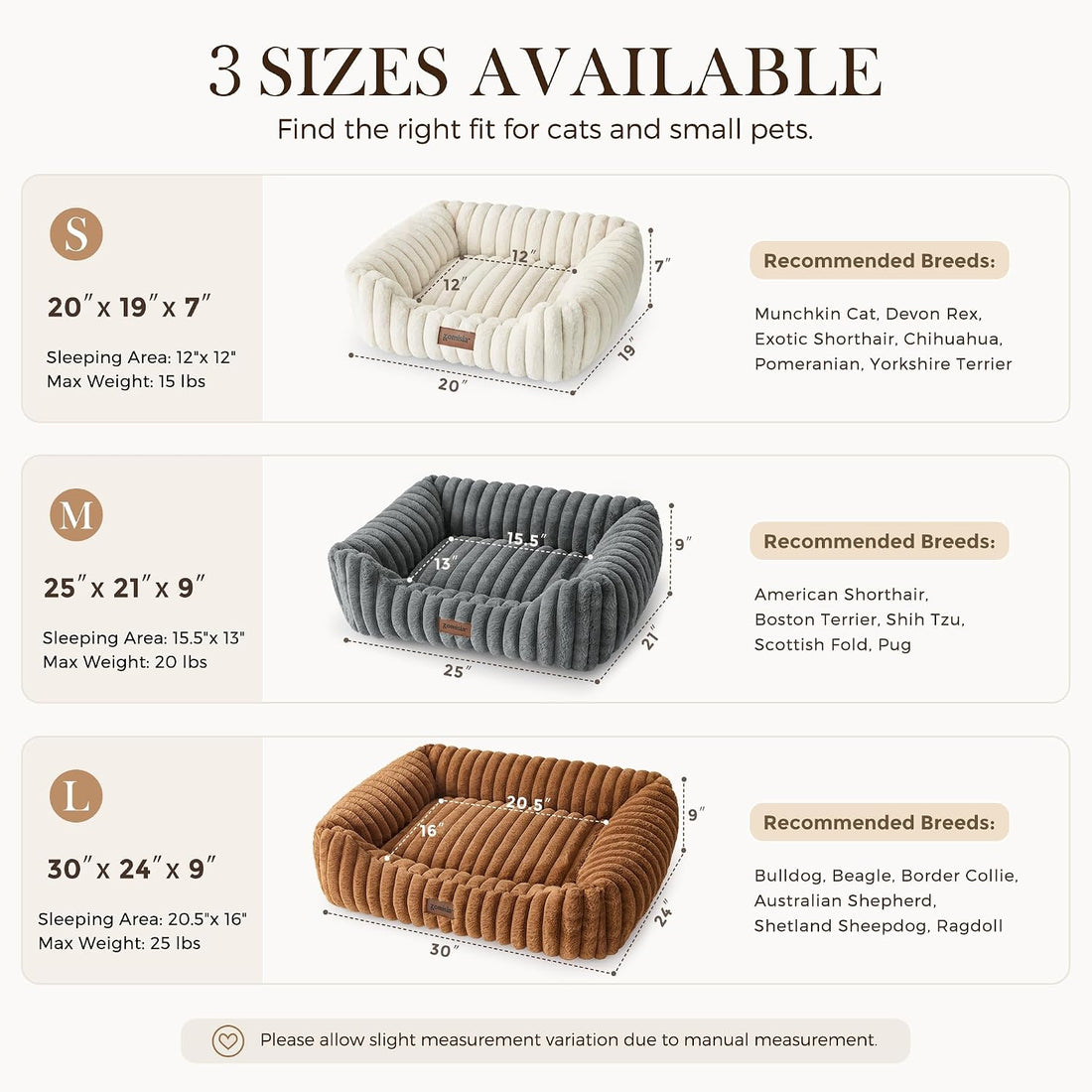 ZOMISIA Orthopedic Large Cat Bed with Removable Washable Cover