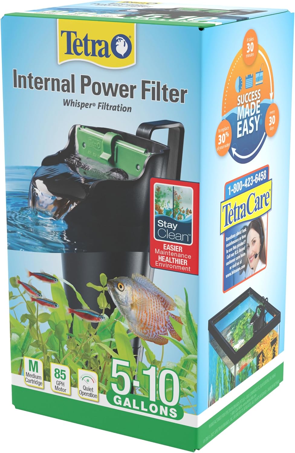Tetra Whisper 85 GPH Internal Power Filter For Aquariums