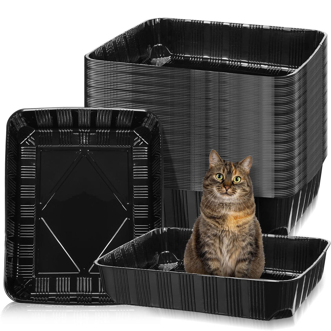 Zubebe 50 Pack Disposable Cat Litter Box for Cats