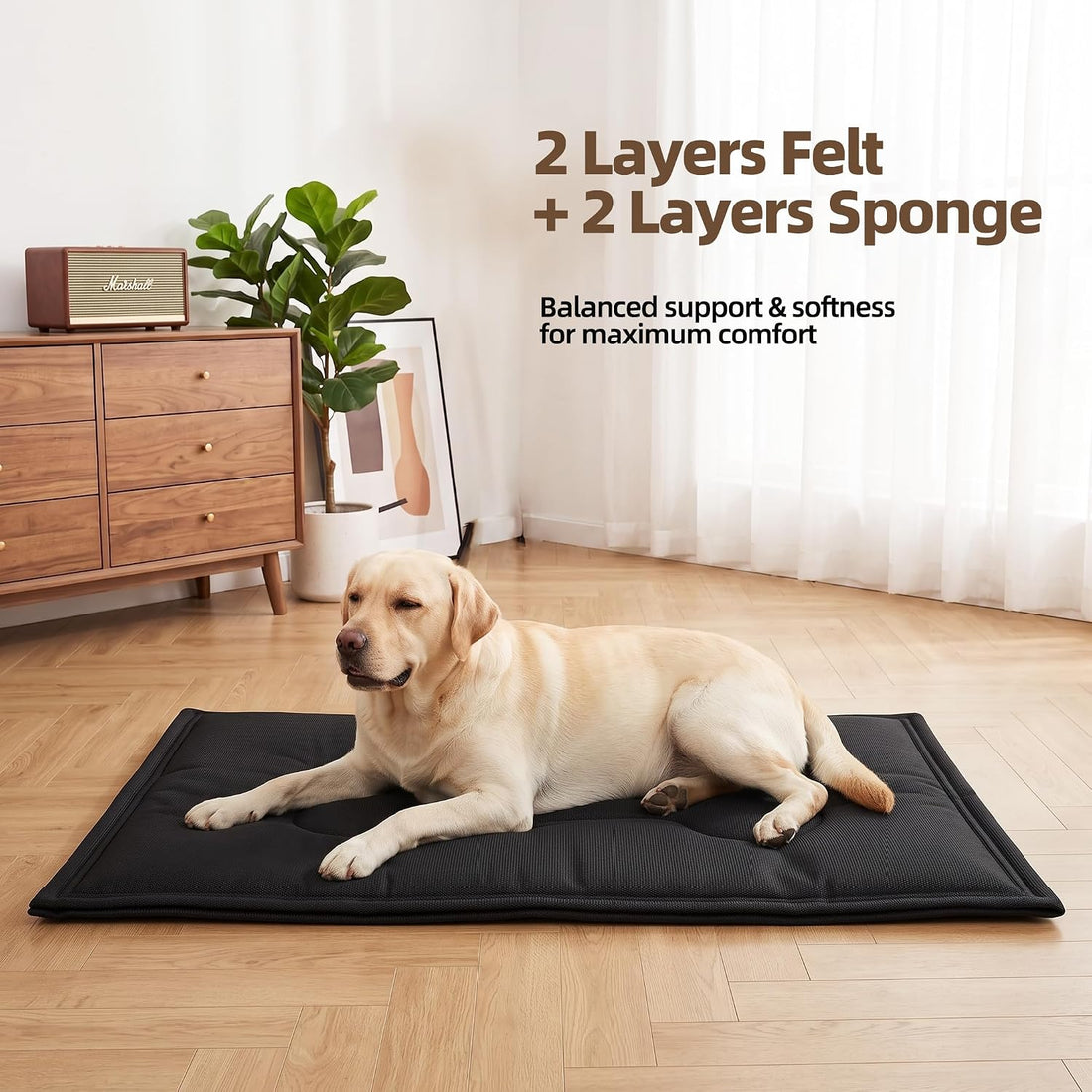 Chew Resistant Dog Crate Pad, 8 Layer Waterproof Dog Bed
