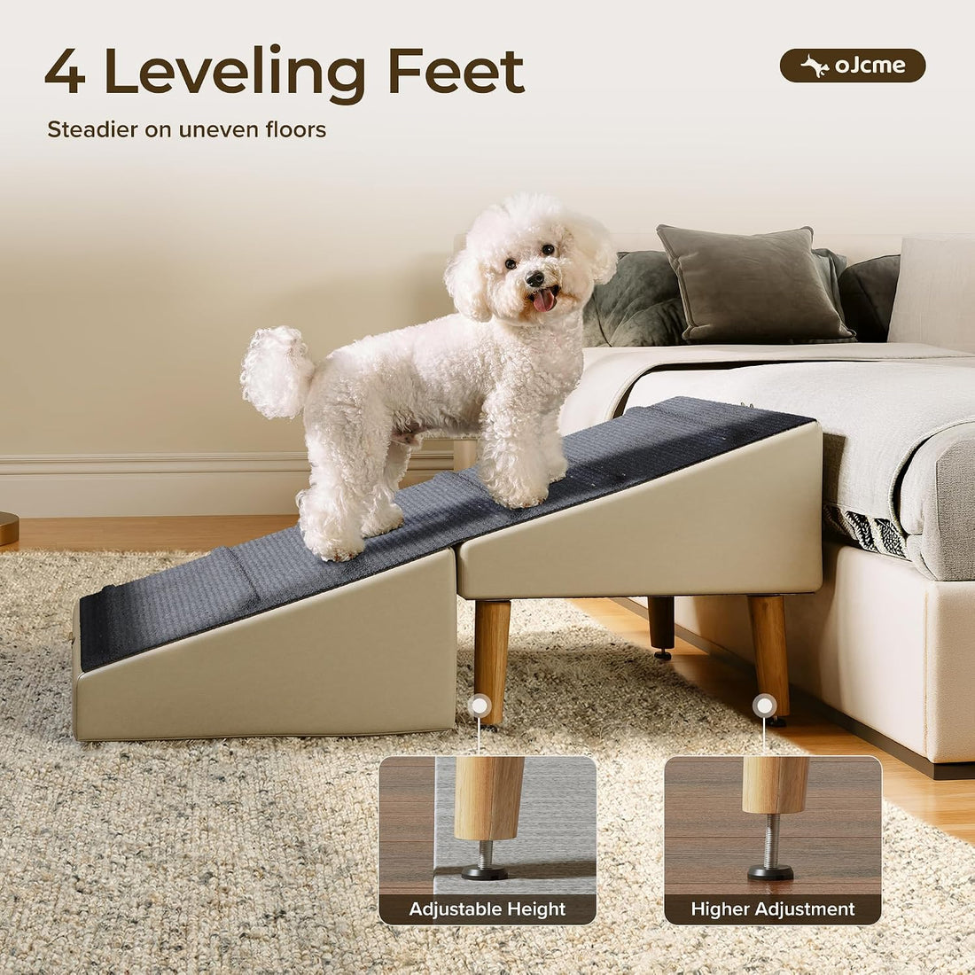 2 in 1 Ottoman Dog Ramp for Couch,Stable Folding Ramp for Small Dogs