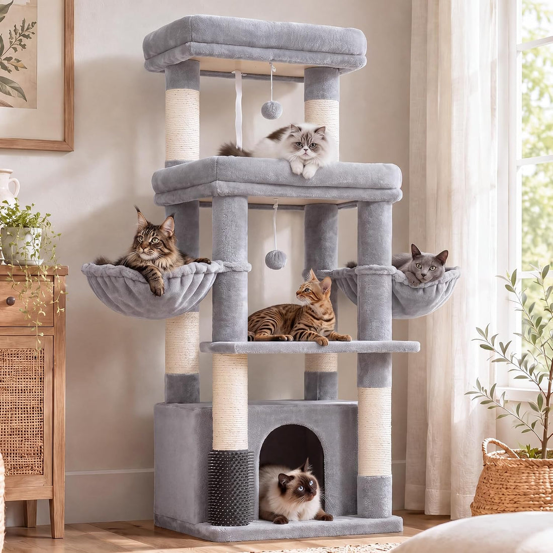 Hey-brother Cat Tree Tower, Scratching Posts with Extra Large Platform