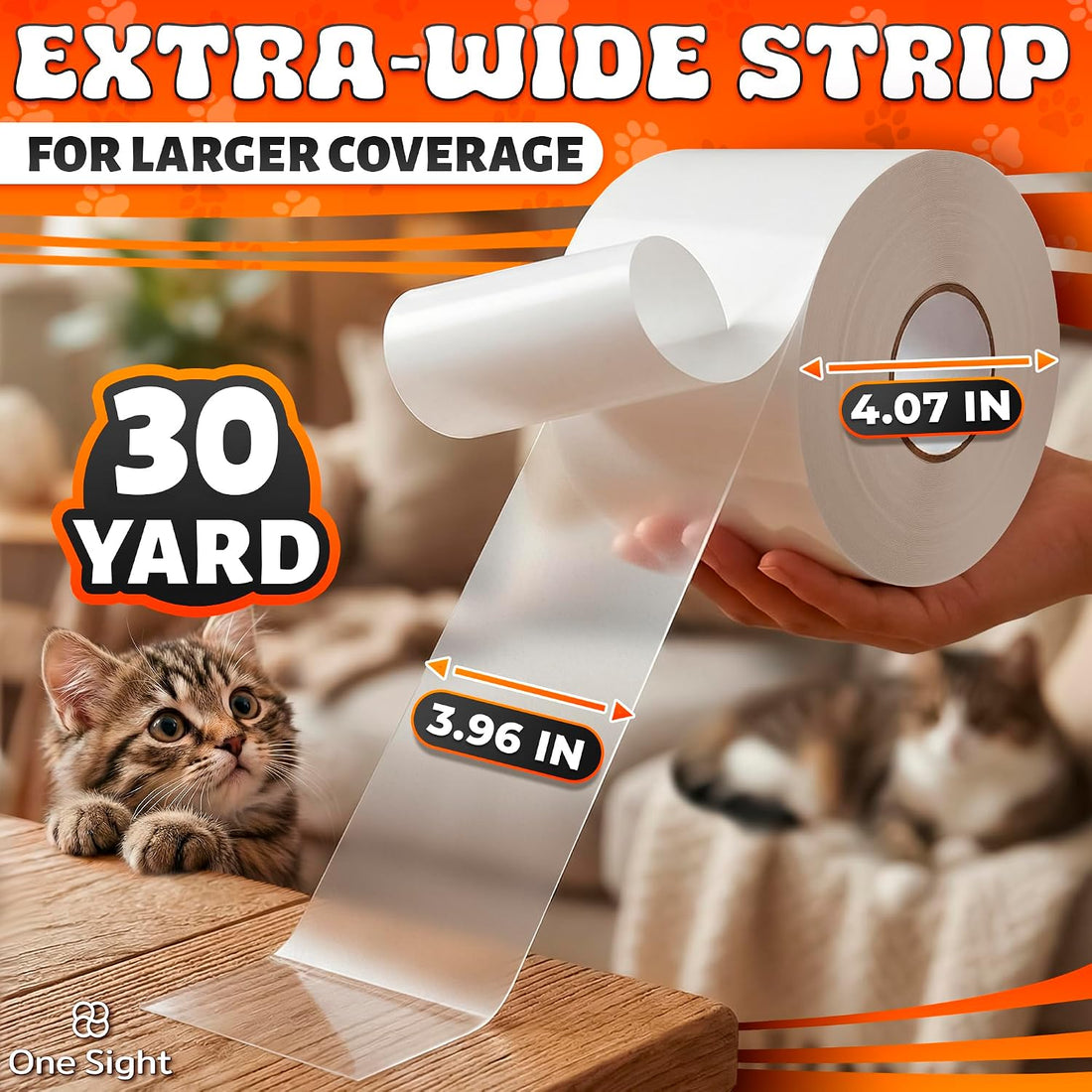Anti Scratch Cat Tape for Furniture 4" X 30 Yards – PVC Couch