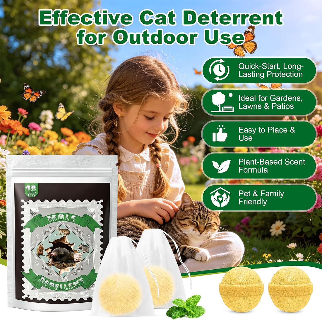 Cijoaui 12 Pcs Natural Cat Deterrent Balls - Peppermint Oil Scent