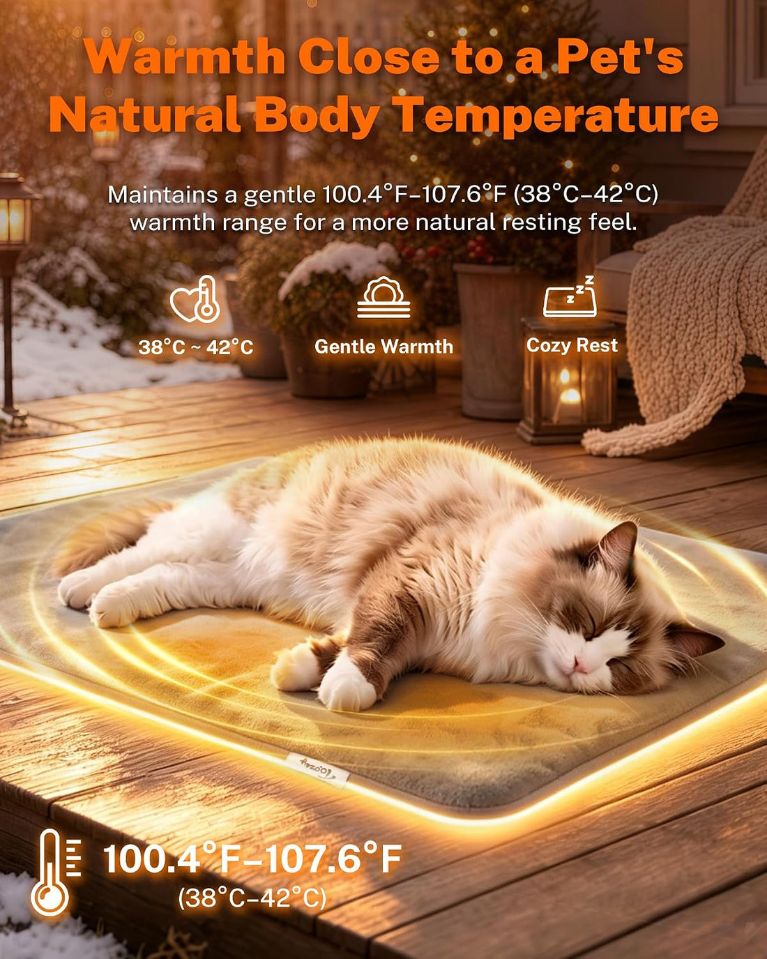 Toozey Outdoor Pet Heating Pad for Cats & Dogs, S 19.7 x 15.7 in, Gray