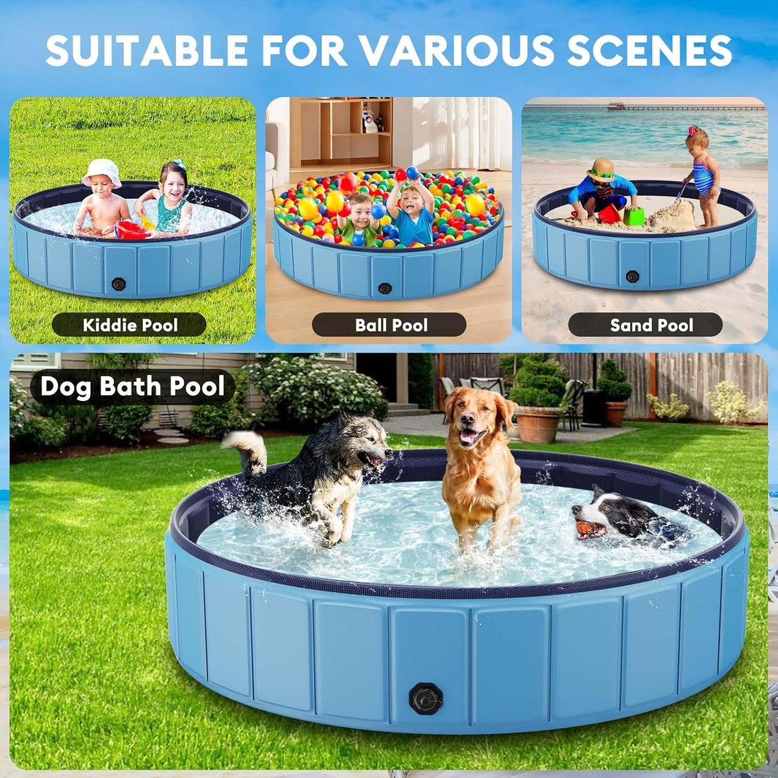 Foldable Dog Pool for Large Dogs